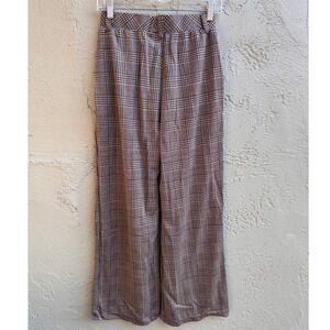 Halara NEW Plaid Brown Pants Wide Leg High Waisted Preppy Academia Career Office
